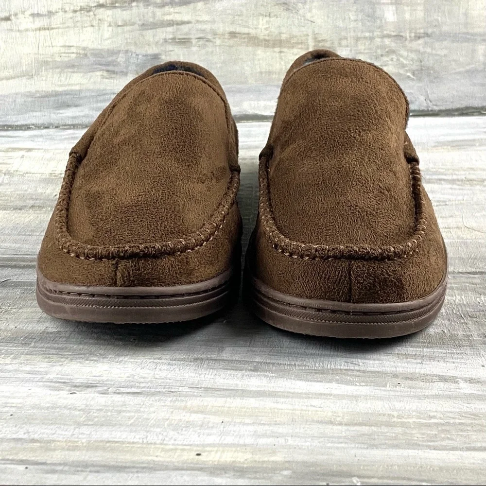 Men’s Moccasin Slipper House Shoe Indoor Outdoor Foam Hard Sole Cozy Loafer - Picture 4 of 16